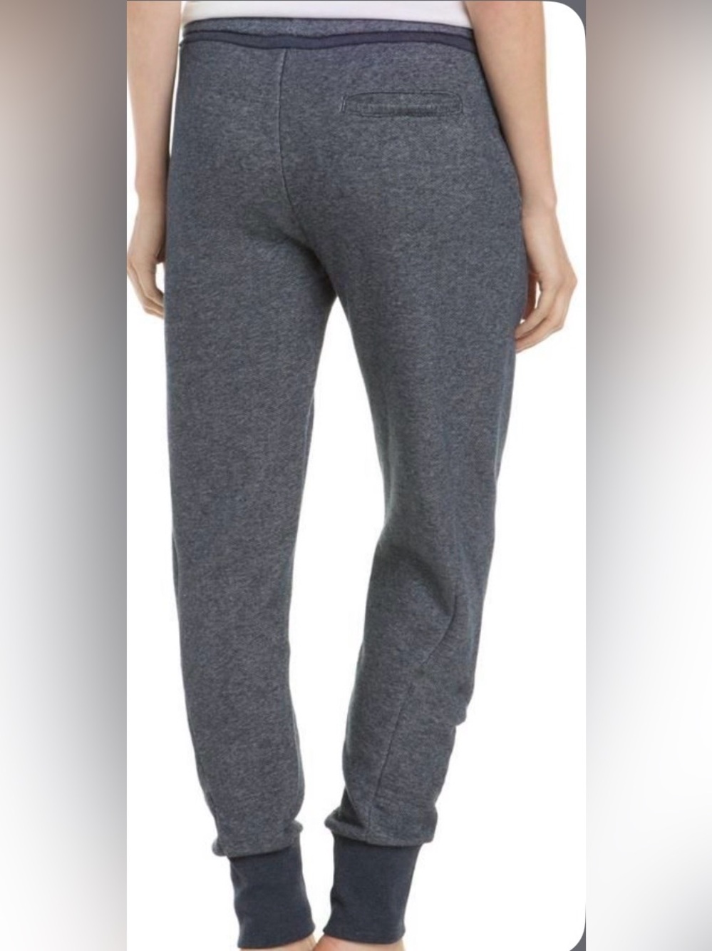 NWOT Vince Women’s Rib Cuff Jogger Sweatpants Heather Indigo Blue 100% Cotton M - Picture 2 of 11